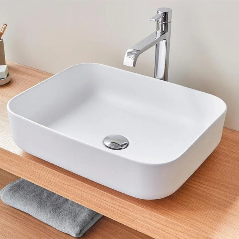 Lavabo sobre encimera rectangular en cerámica CATANIA blanco