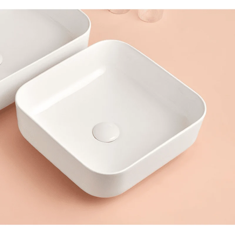 Lavabo sobre encimera rectangular en cerámica CATANIA blanco