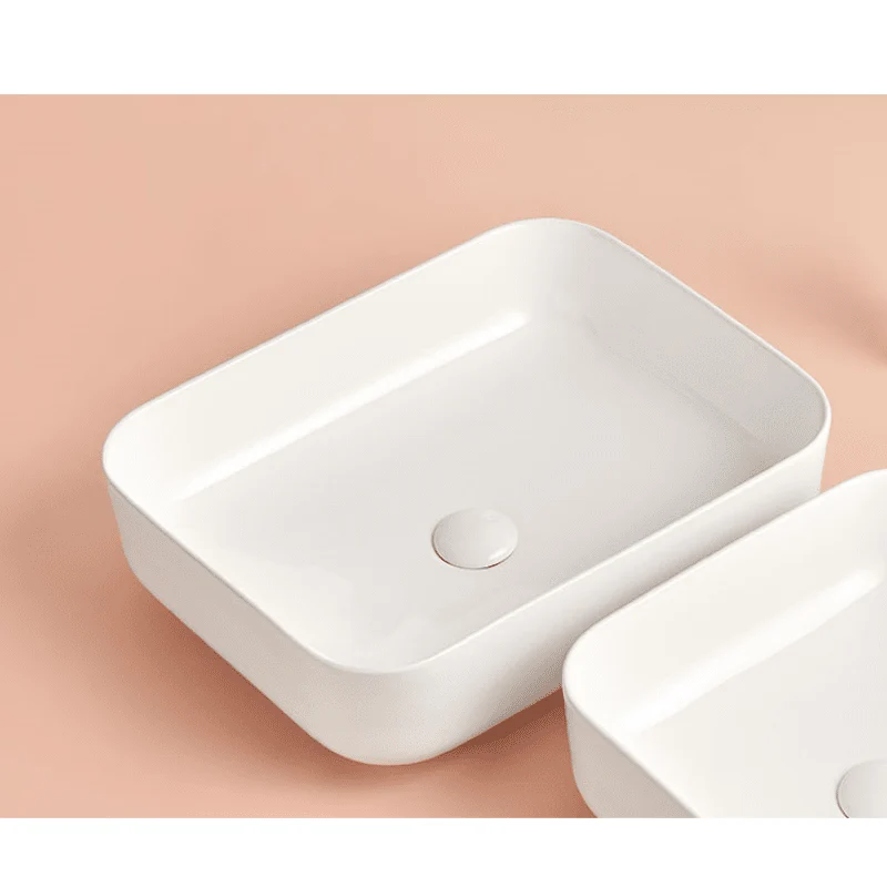 Lavabo sobre encimera rectangular en cerámica CATANIA blanco