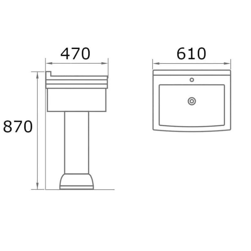 Lavabo de pedestal de cerámica retro MADRY 60 cm