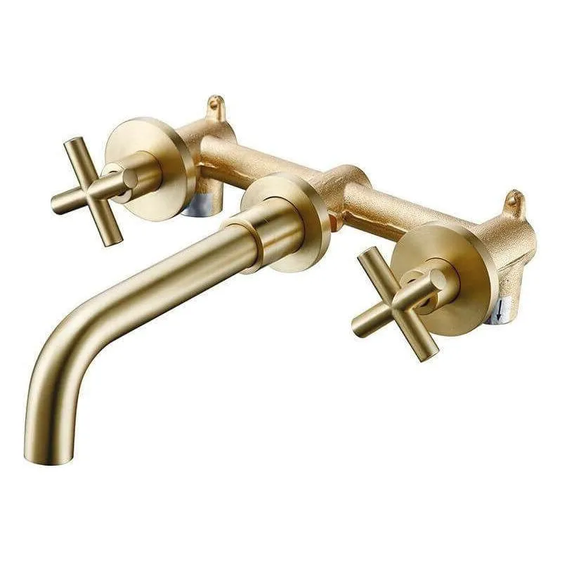 Grifo bimando lavabo empotrado CARBINI oro cepillado
