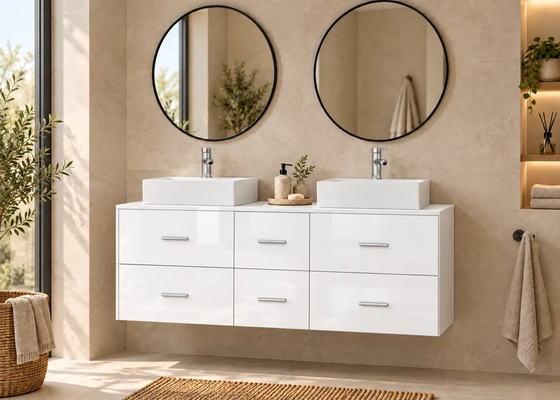 Mueble de baño MILOS 121 con 2 lavabos LIBRA