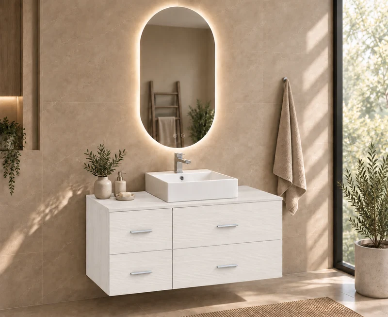 Mueble de baño PAROS con encimera y lavabo Libra sobreencimera