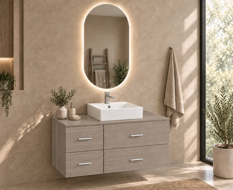 Mueble de baño PAROS con encimera y lavabo Libra sobreencimera