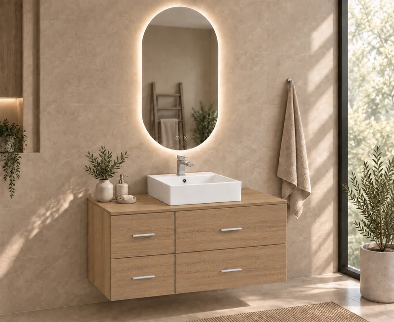 Mueble de baño PAROS con encimera y lavabo Libra sobreencimera