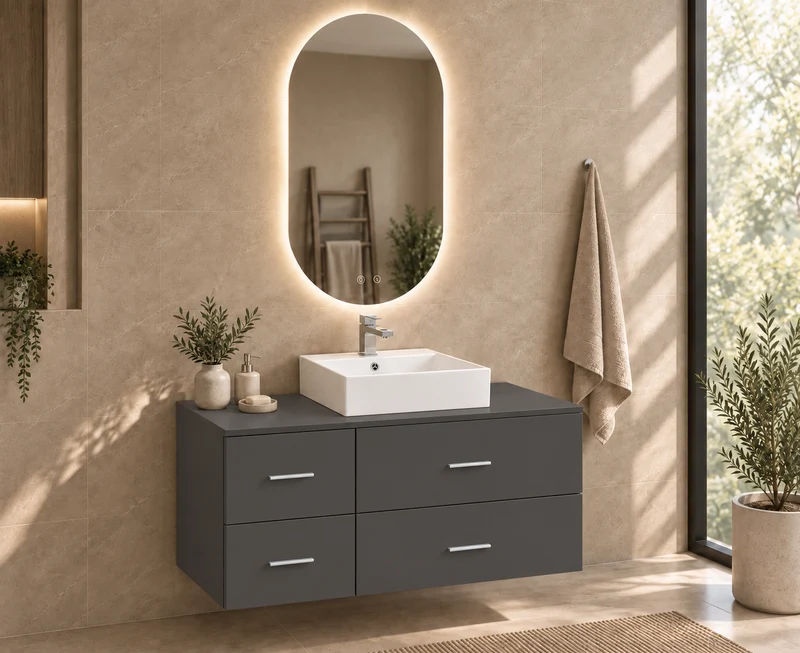 Mueble de baño PAROS con encimera y lavabo Libra sobreencimera