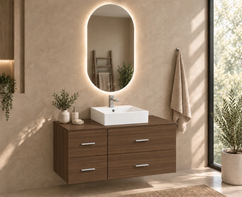 Mueble de baño PAROS con encimera y lavabo Libra sobreencimera