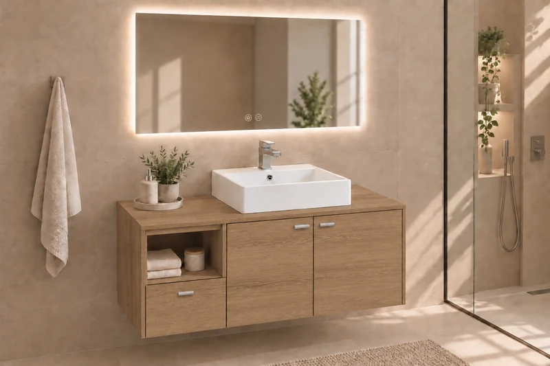 Mueble de baño NAXOS con encimera y lavabo Libra sobreencimera