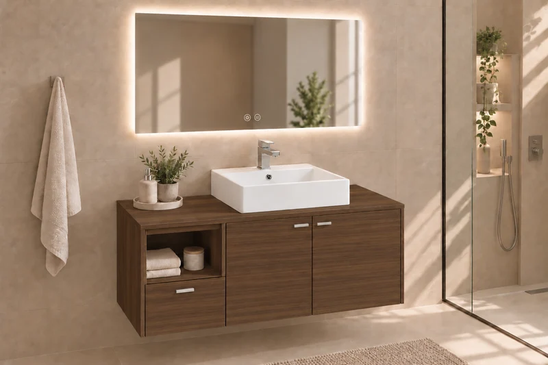 Mueble de baño NAXOS con encimera y lavabo Libra sobreencimera