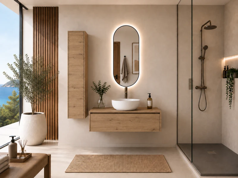 Mueble de baño FORMENTERA Estepa con lavabo sobre encimera