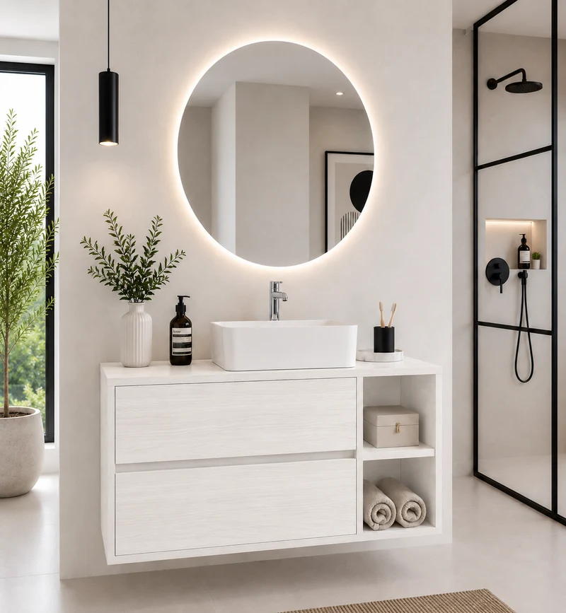 Mueble de baño Zeus con encimera y lavabo sobreencimera