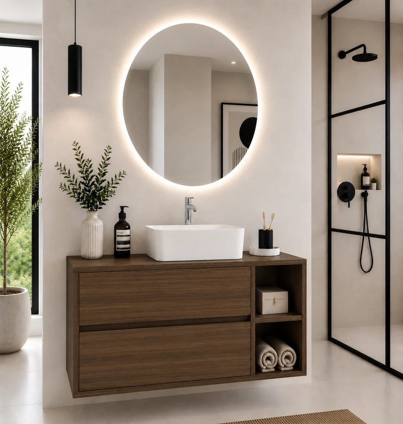 Mueble de baño Zeus con encimera y lavabo sobreencimera