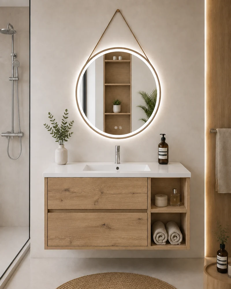 Mueble de baño Zeus con lavabo, 2 cajones y estante
