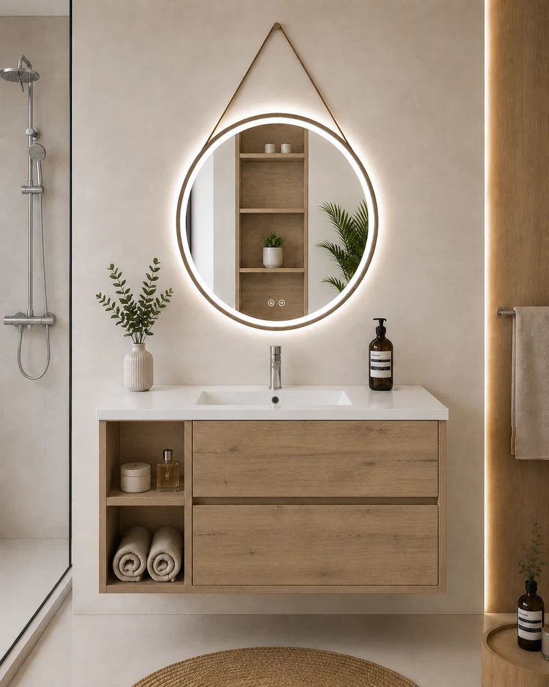 Mueble de baño Zeus con lavabo, 2 cajones y estante