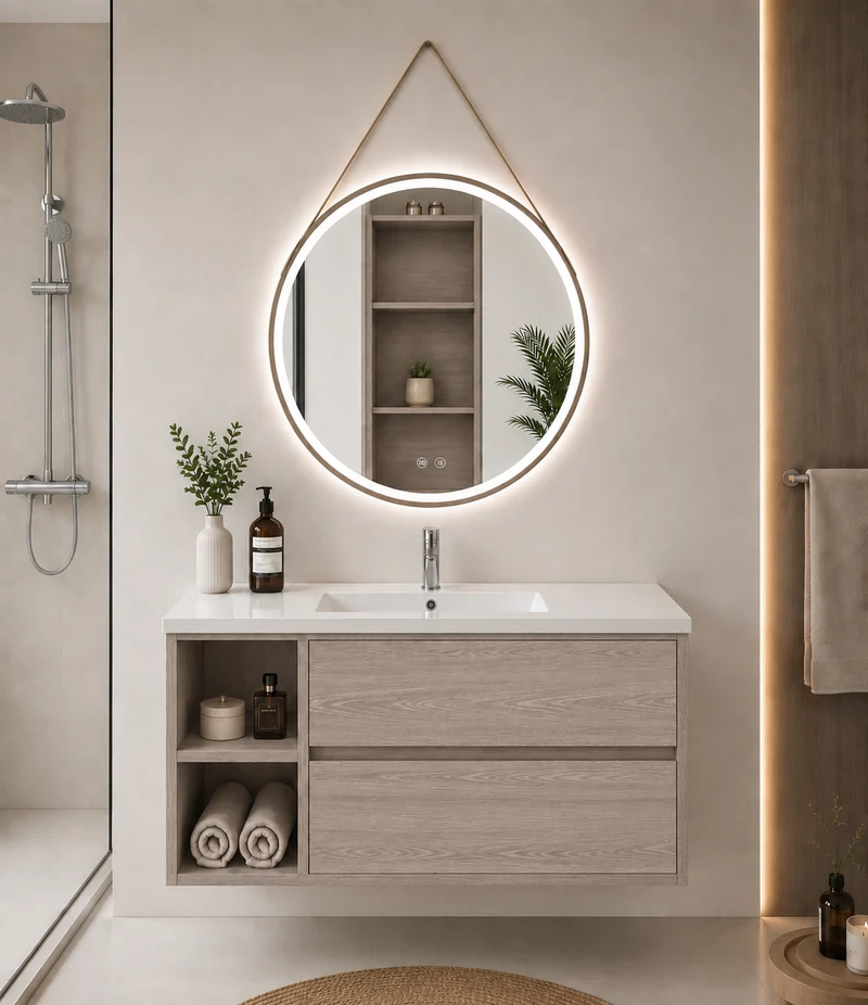 Mueble de baño Zeus con lavabo, 2 cajones y estante