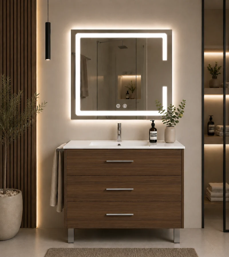 Mueble de baño con patas Ribera, lavabo y 3 cajones