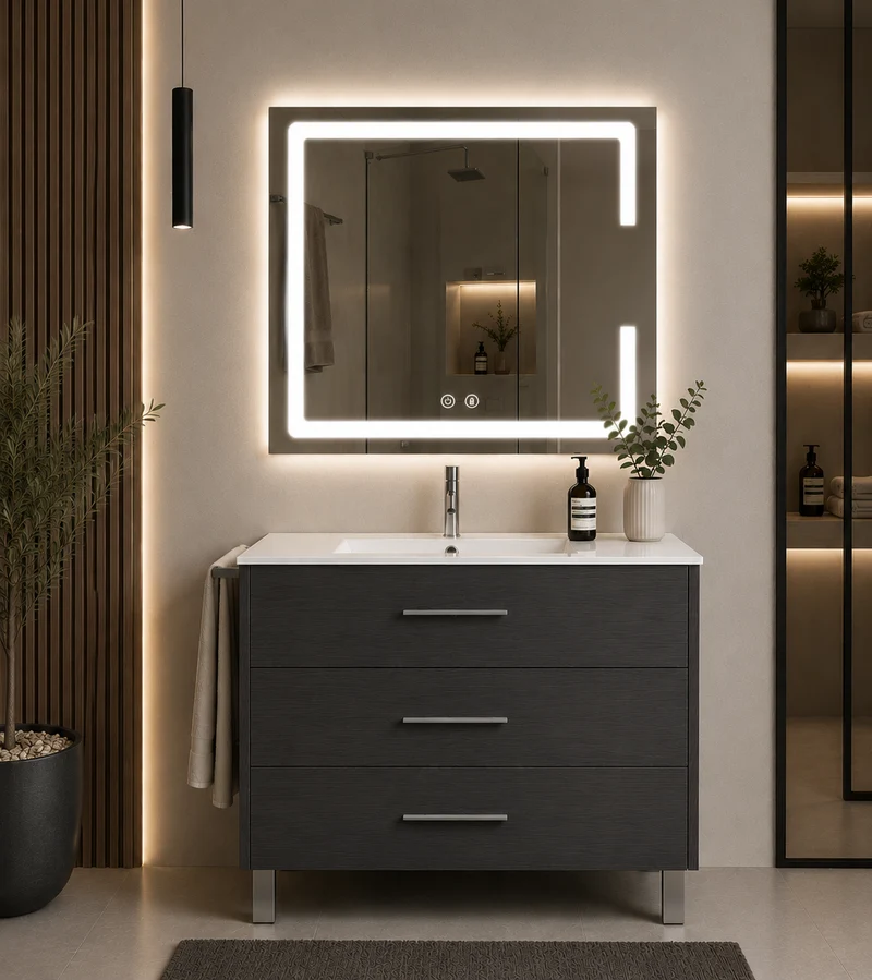 Mueble de baño con patas Ribera, lavabo y 3 cajones