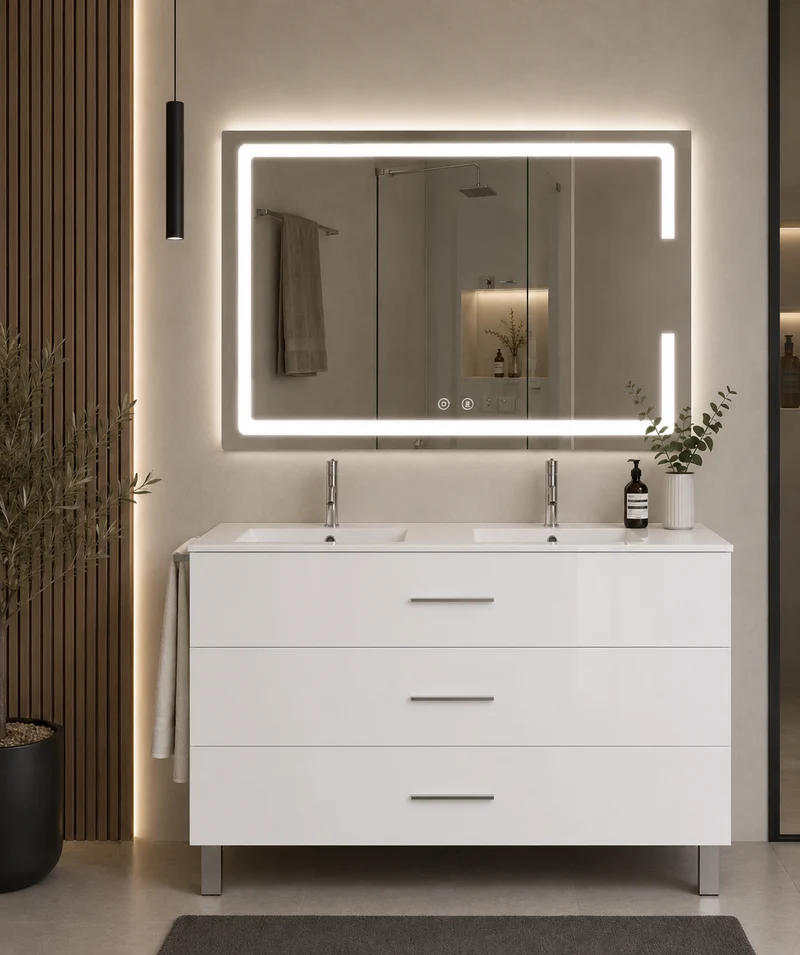 Mueble de baño con patas Ribera, lavabo y 3 cajones