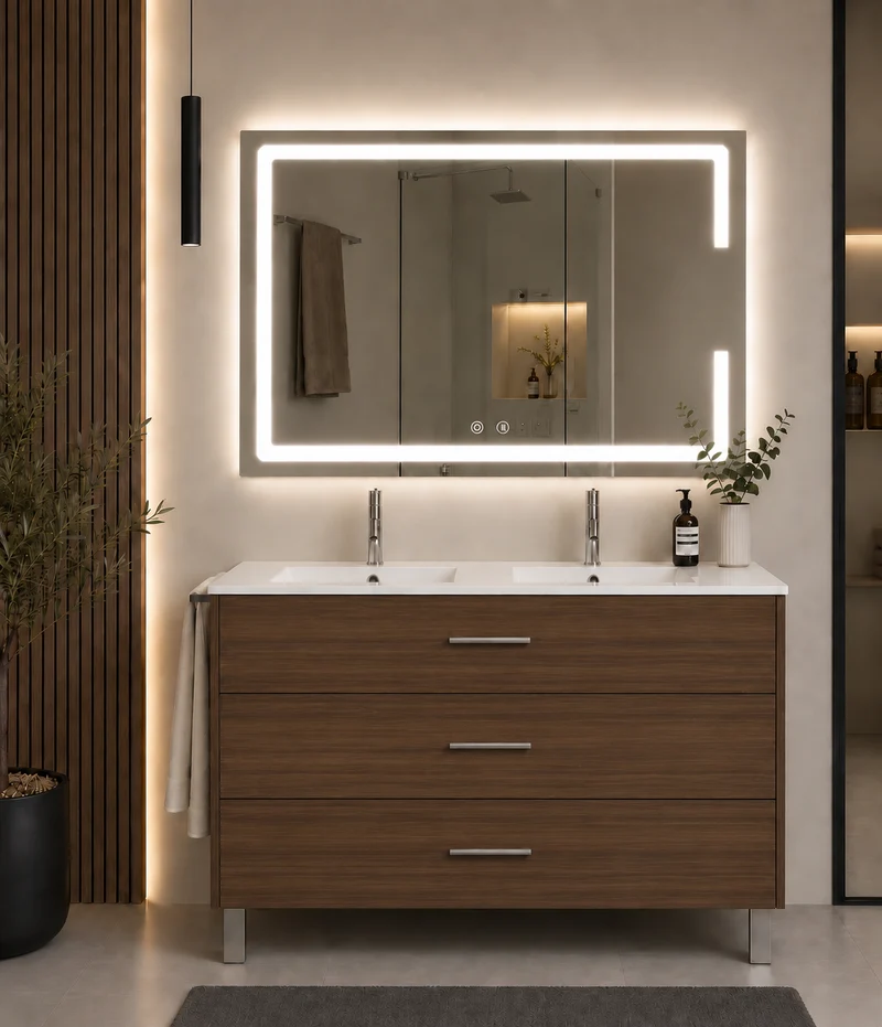 Mueble de baño con patas Ribera, lavabo y 3 cajones