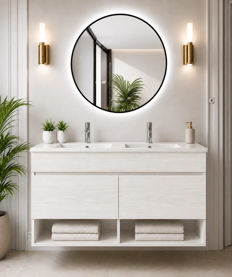 Mueble de baño suspendido Nebari con puertas y lavabo
