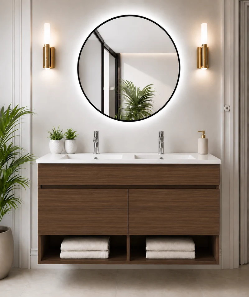 Mueble de baño suspendido Nebari con puertas y lavabo