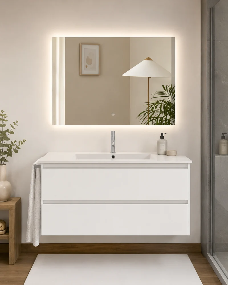 Mueble de baño suspendido Ibiza con lavabo y 2 cajones