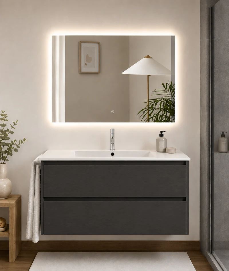 Mueble de baño suspendido Ibiza con lavabo y 2 cajones