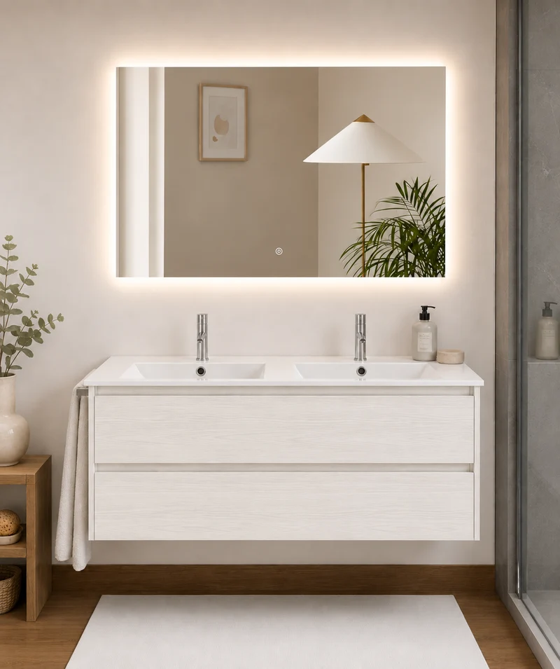 Mueble de baño suspendido Ibiza con lavabo y 2 cajones