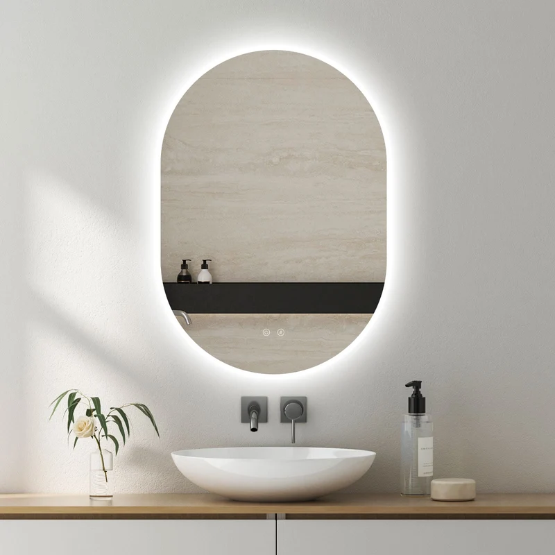 Espejo de baño LED SELENE curvo con antivaho