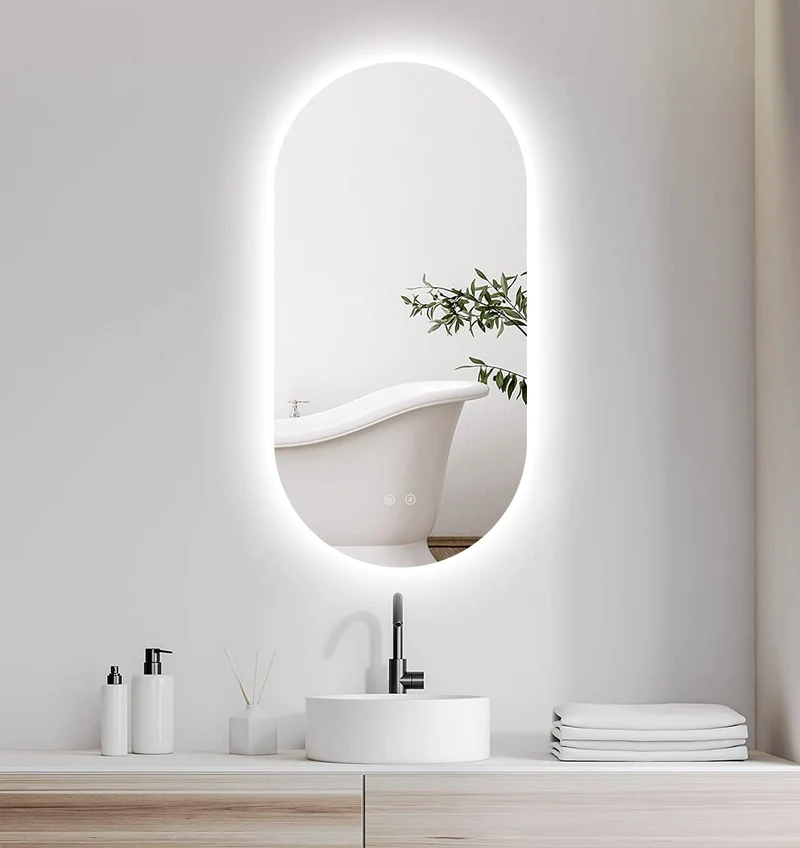 Espejo de baño LED SELENE curvo con antivaho