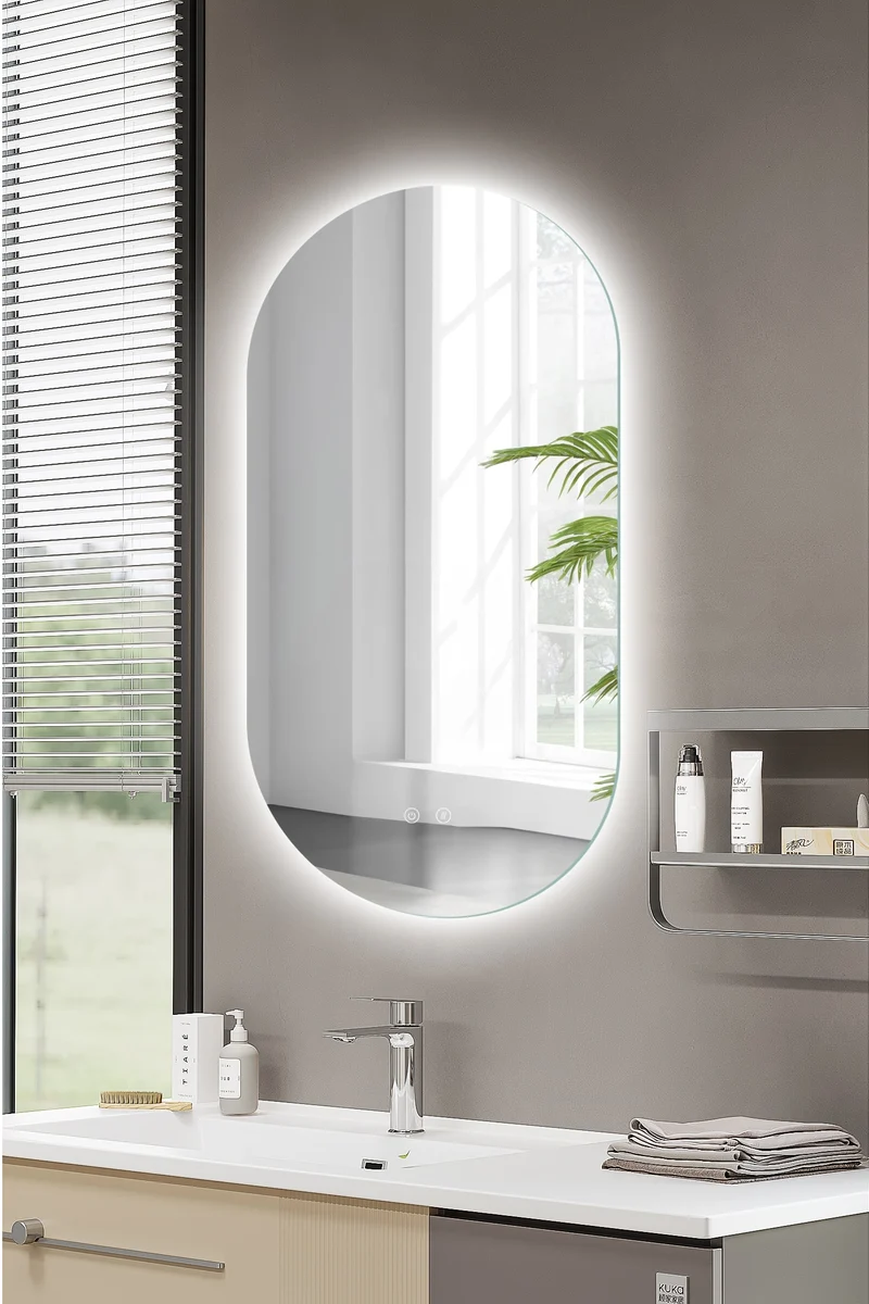 Espejo de baño LED SELENE curvo con antivaho