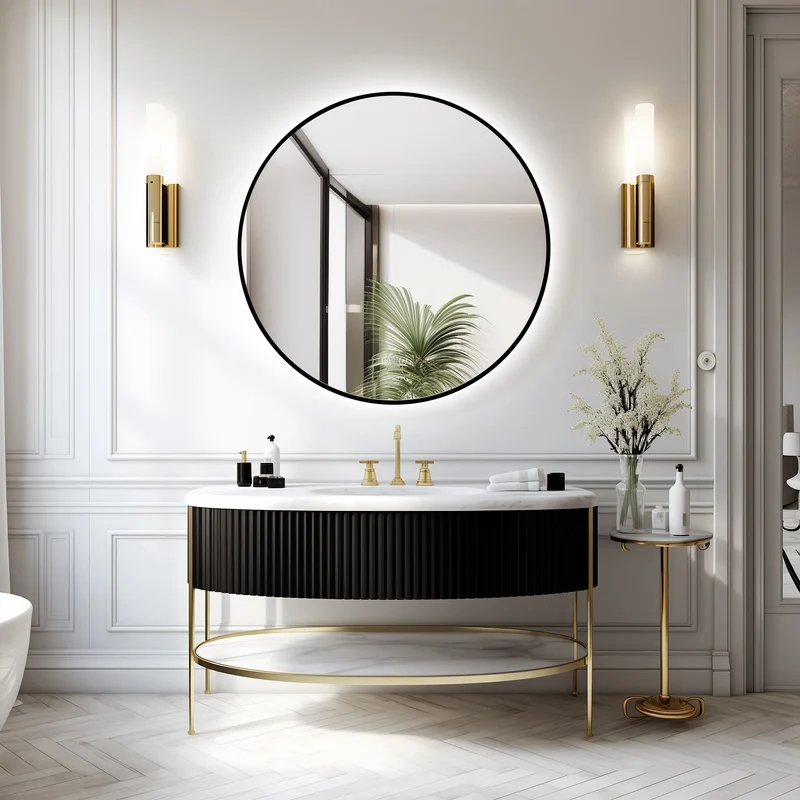 Espejo de baño LED ARES Black curvo con antivaho
