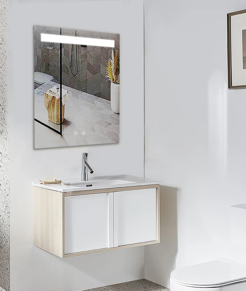 Espejo de baño LED LINE con marco metálico y antivaho