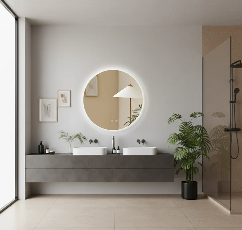 Espejo de baño LED ARES curvo con antivaho