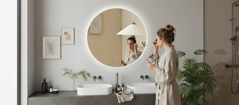 Espejo de baño LED ARES curvo con antivaho