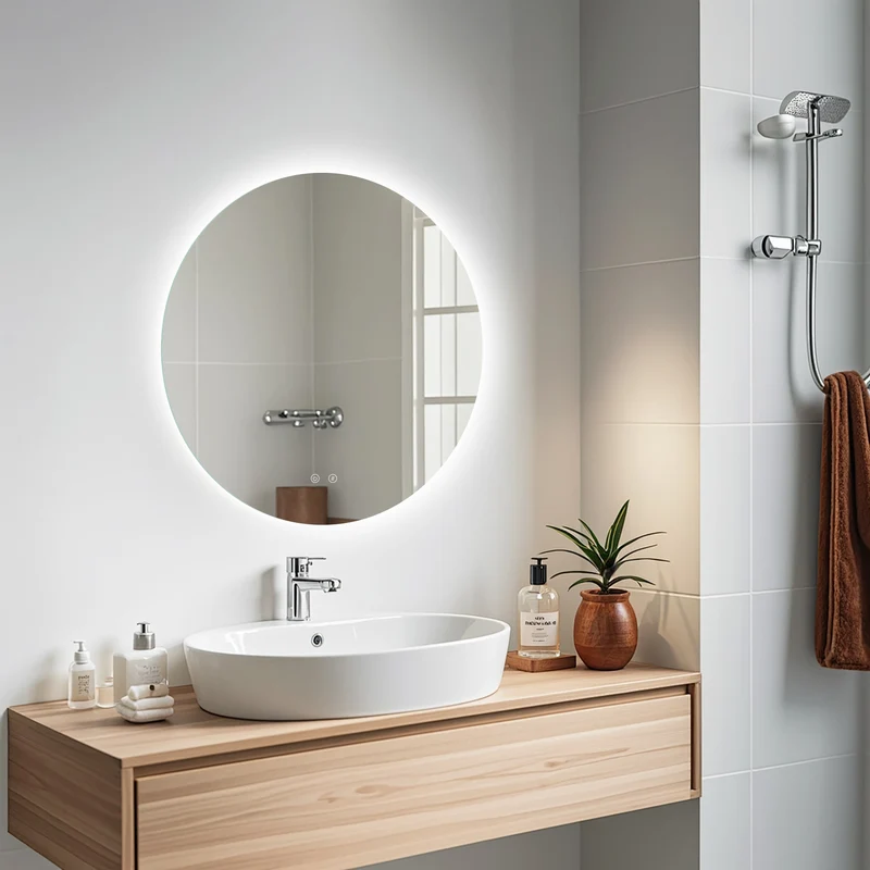 Espejo de baño LED ARES curvo con antivaho