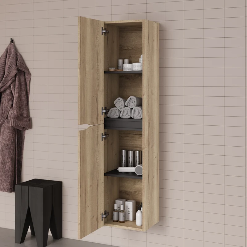 Meuble de salle de bain LUNA simple vasque 2 tiroirs + colonne - 120cm
