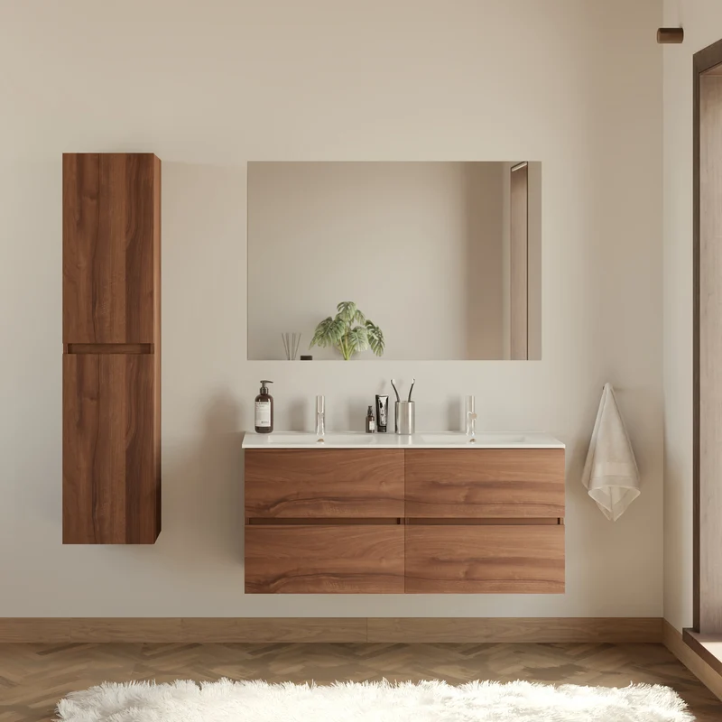 Meuble de salle de bain 140cm double vasque - 4 tiroirs - IDA