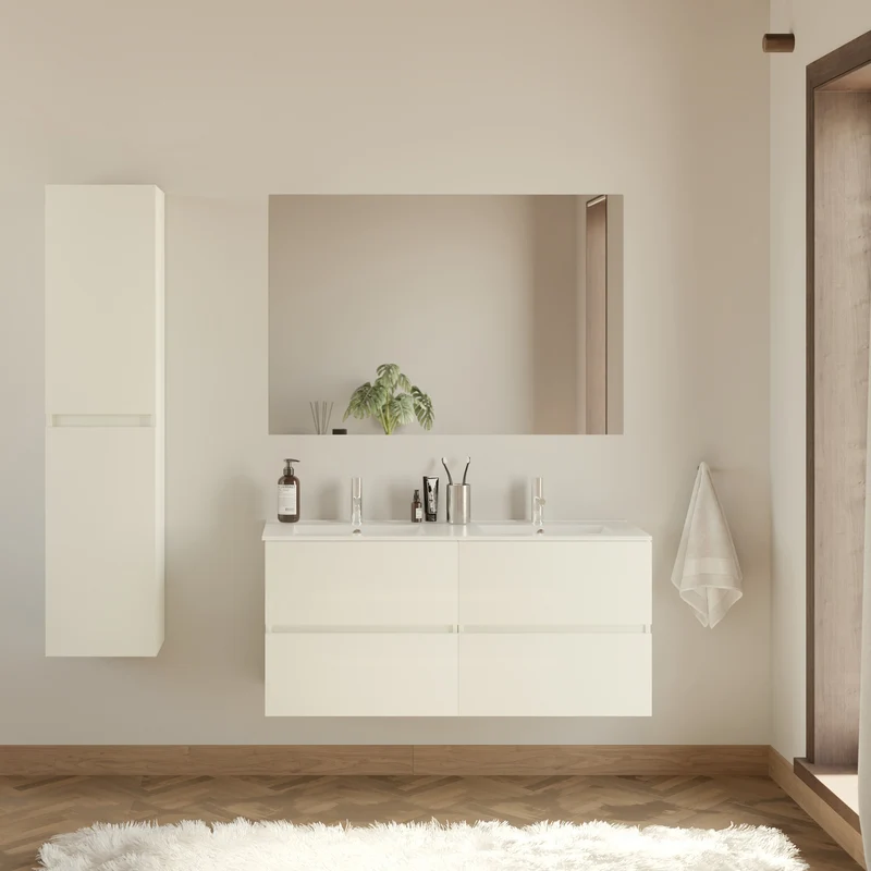 Meuble de salle de bain 140cm double vasque - 4 tiroirs - IDA