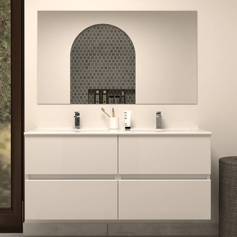 Meuble de salle de bain 140cm double vasque - 4 tiroirs - IDA