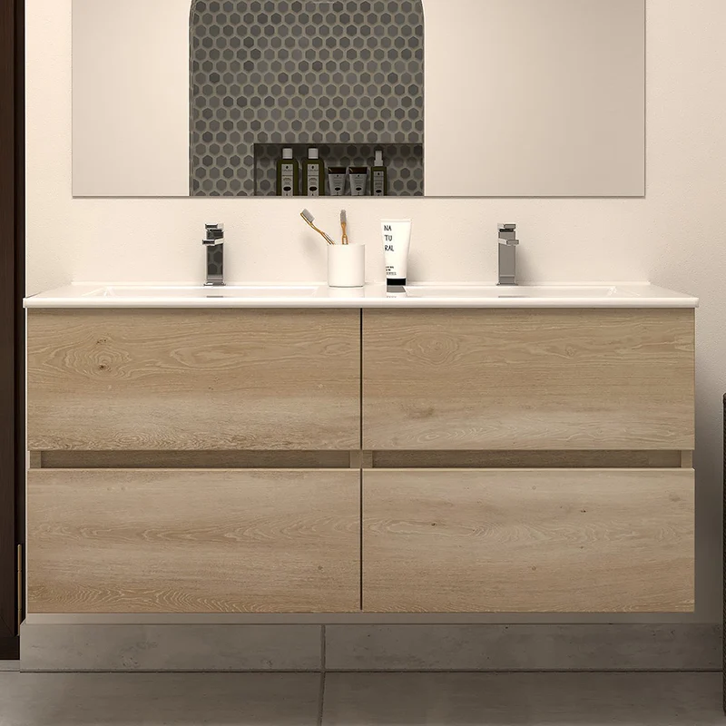 Meuble de salle de bain 140cm double vasque - 4 tiroirs - IDA