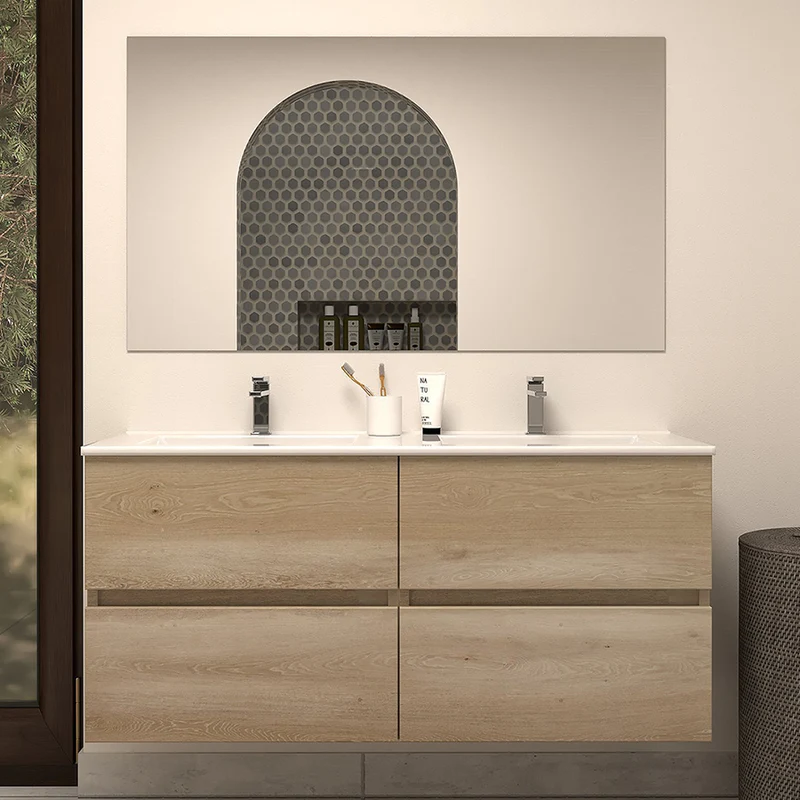 Meuble de salle de bain 140cm double vasque - 4 tiroirs - IDA