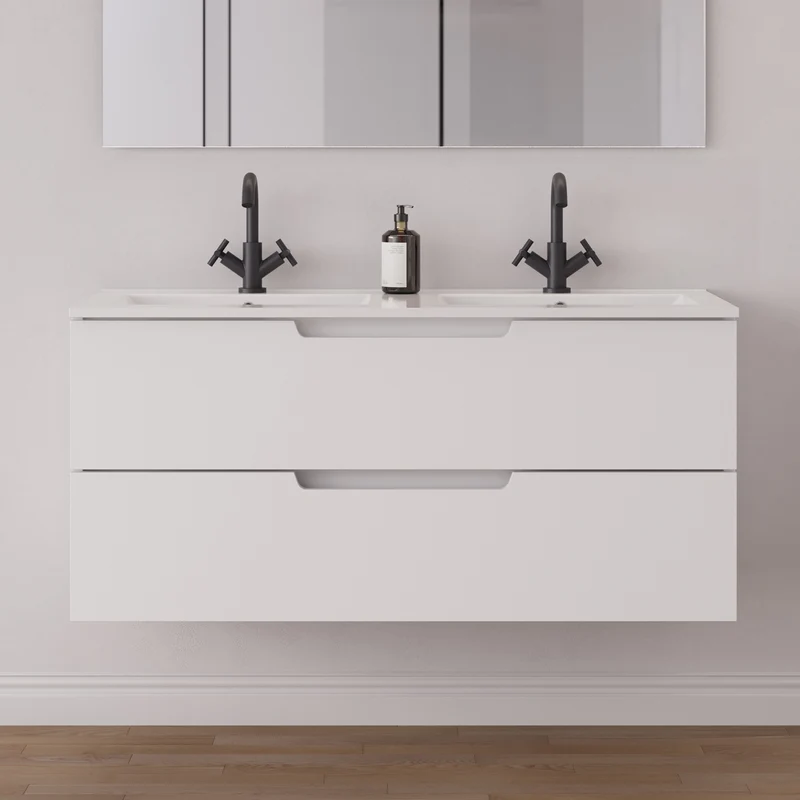 Meuble de salle de bain 120 cm double vasque - 2 tiroirs - SONRIZA