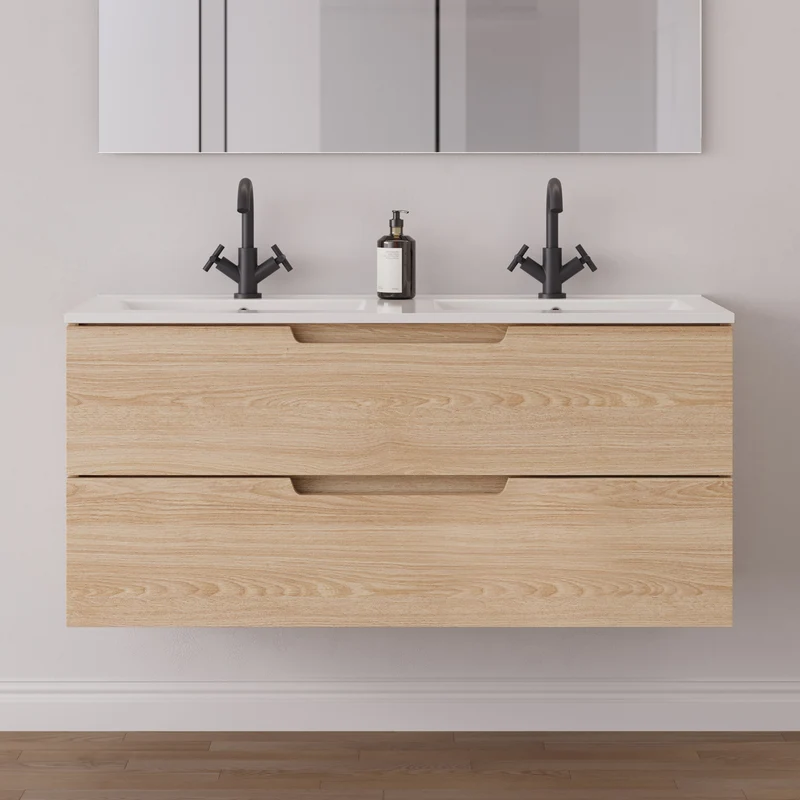 Meuble de salle de bain 120 cm double vasque - 2 tiroirs - SONRIZA