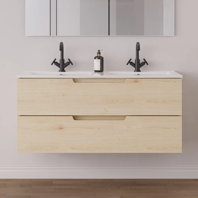 Meuble de salle de bain 120 cm double vasque - 2 tiroirs - SONRIZA