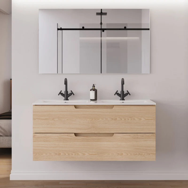 Meuble de salle de bain 120 cm double vasque - 2 tiroirs - SONRIZA