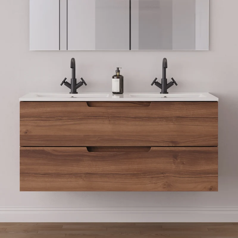 Meuble de salle de bain 120 cm double vasque - 2 tiroirs - SONRIZA