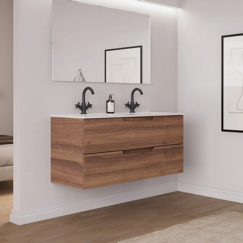 Meuble de salle de bain 120 cm double vasque - 2 tiroirs - SONRIZA