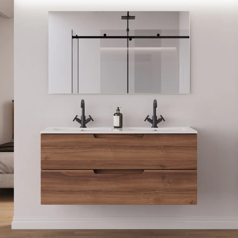 Meuble de salle de bain 120 cm double vasque - 2 tiroirs - SONRIZA