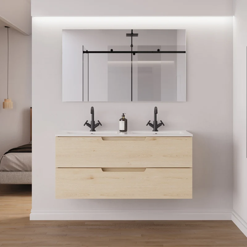 Meuble de salle de bain 120 cm double vasque - 2 tiroirs - SONRIZA